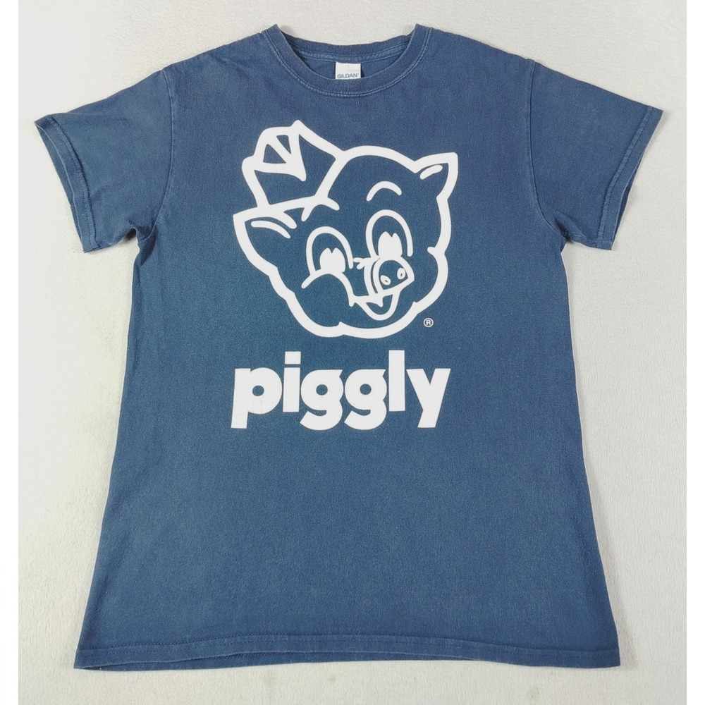 Gildan Piggly Wiggly Shirt Mens Small‎ Blue Grocery Store Logo Graphic Tee SC